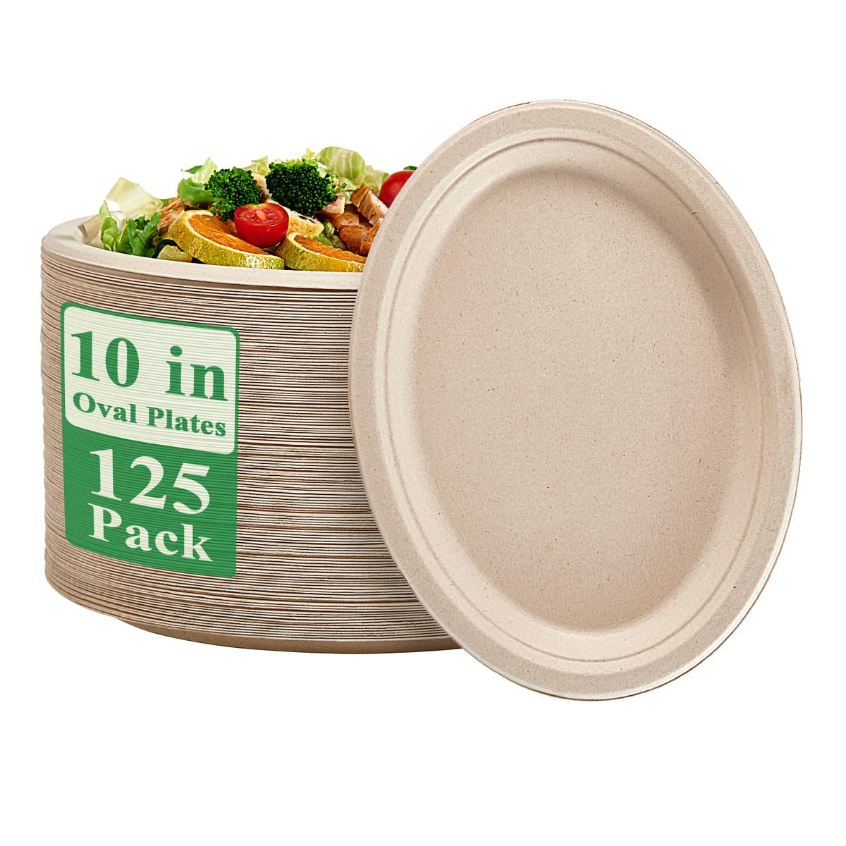 Vplus 10 inch compostable oval plates top view highlighting eco friendly design