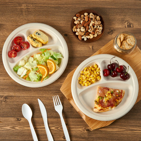 Vplus compostable plates heavy duty designed to handle hearty servings at gatherings