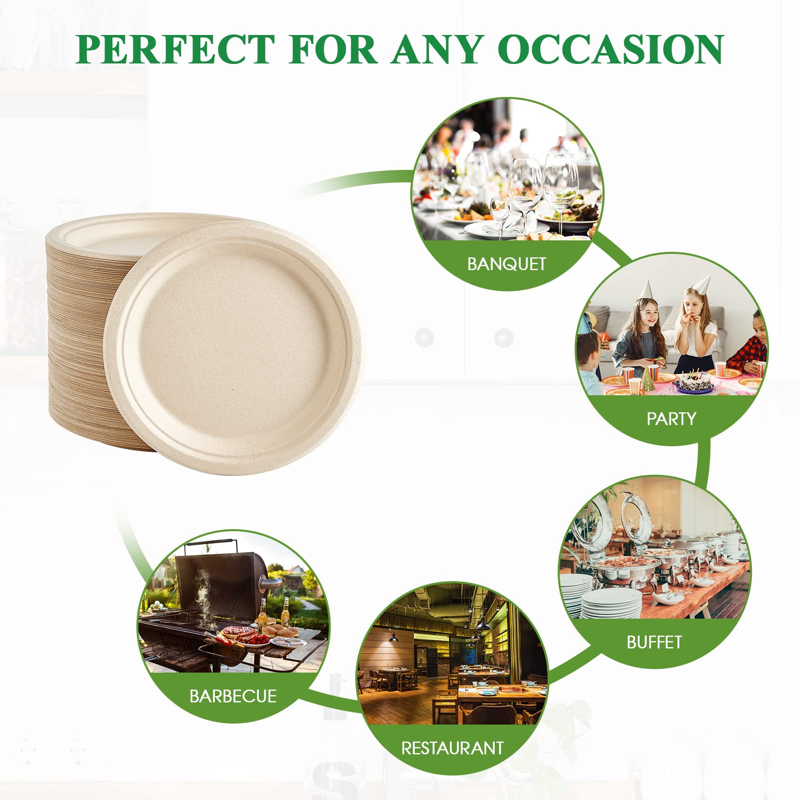 Vplus sugarcane fiber eco-friendly plate from renewable bagasse.