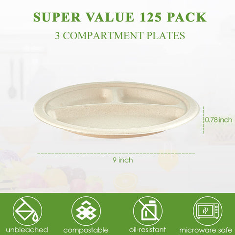 Vplus sugarcane fiber plates microwave and freezer safe for quick reheats