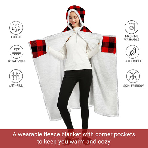 Vprintes Mama Bear wearable blanket hoodie folded as a throw on a sofa