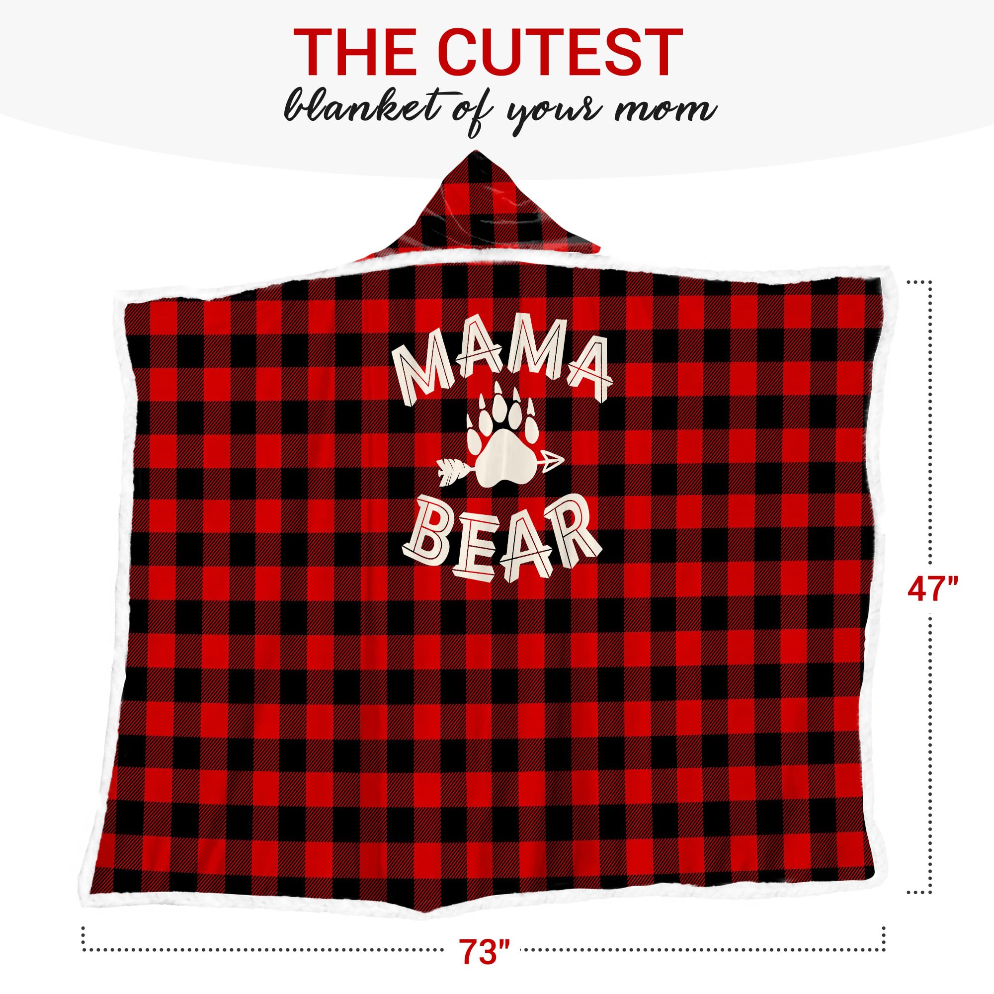 Vprintes Mama Bear wearable blanket hoodie side view for lounging