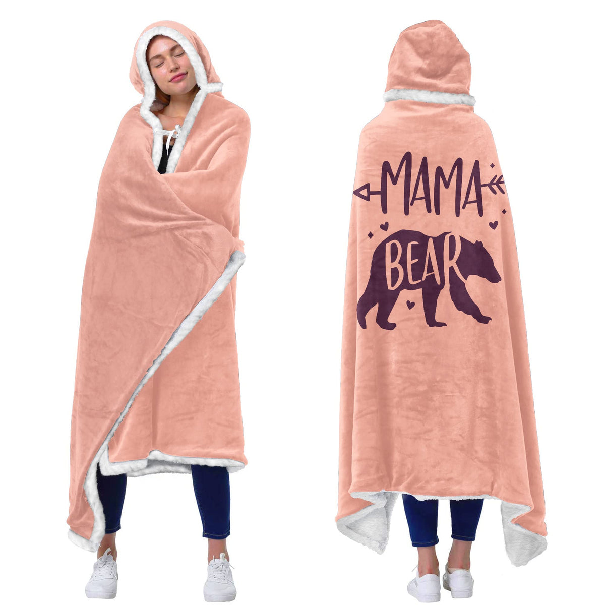 Vprintes Mama Pink wearable blanket hoodie hero image highlighting cozy mom gift idea