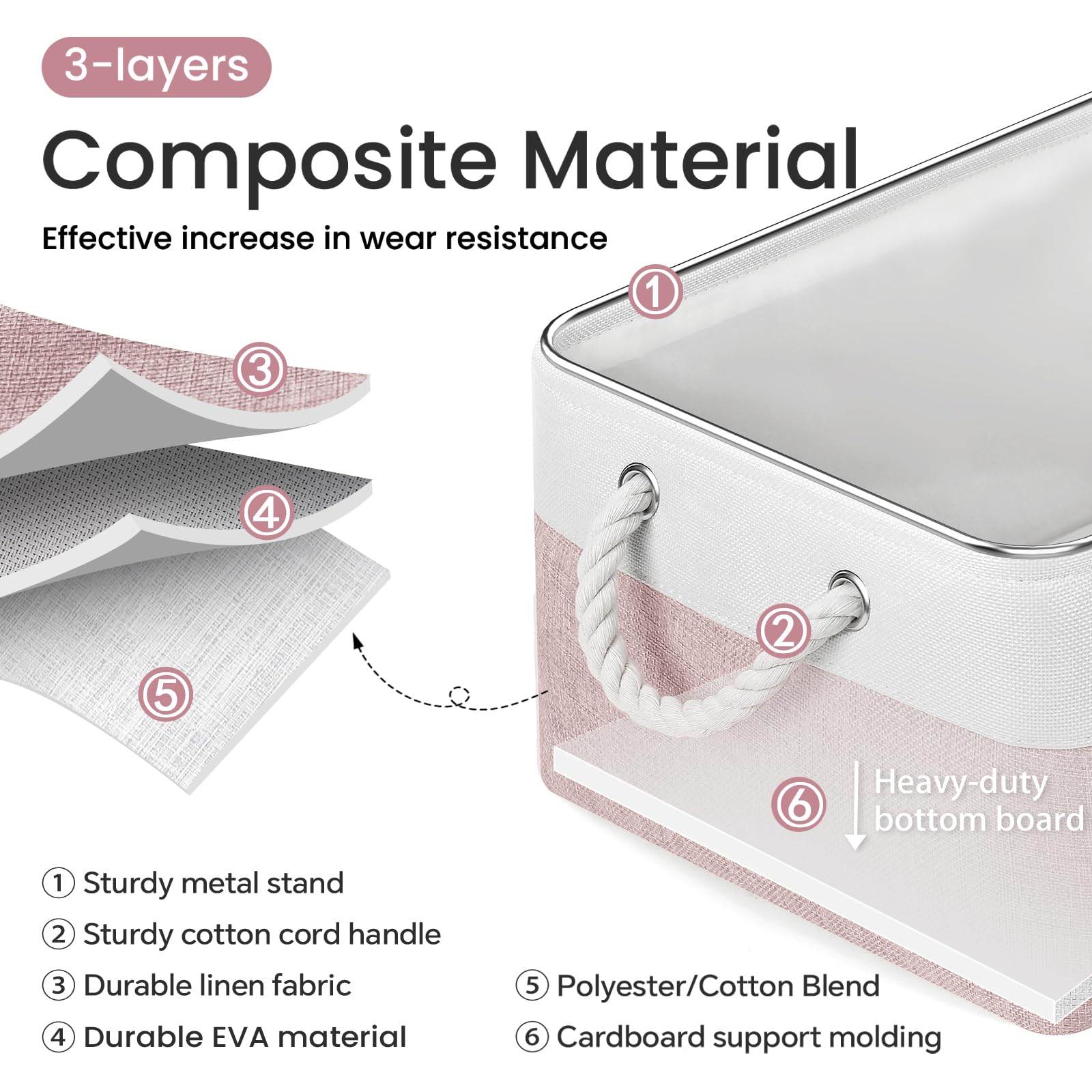 VQRTEXA foldable storage baskets folded-flat for compact storage