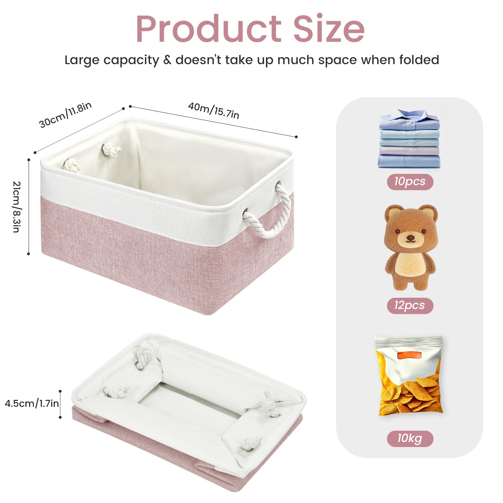 VQRTEXA linen-fabric baskets with EVA-base for sturdy support