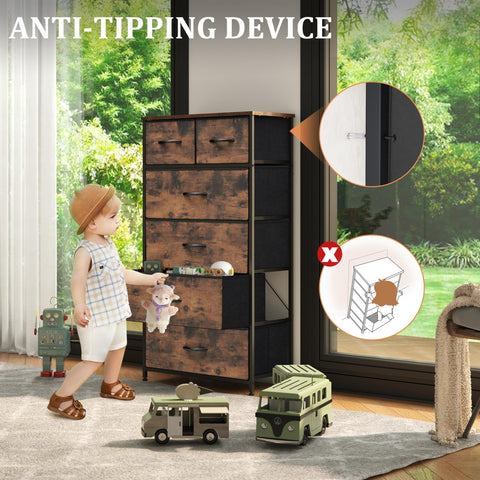 VredHom Fabric Dresser bedroom placement, compact tall design for small spaces.