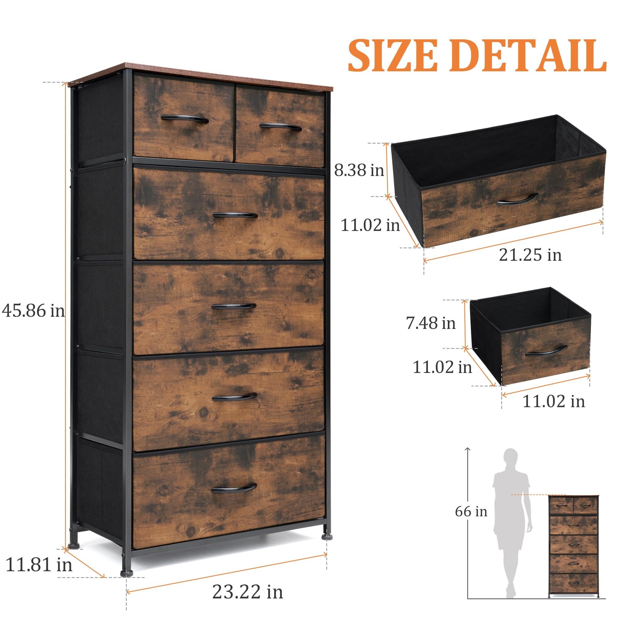 VredHom Fabric Dresser drawer-handle closeup, easy access and smooth opening.
