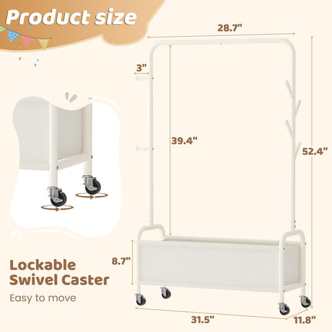 Vriccc kids rack with wheels for easy room rearrangement.