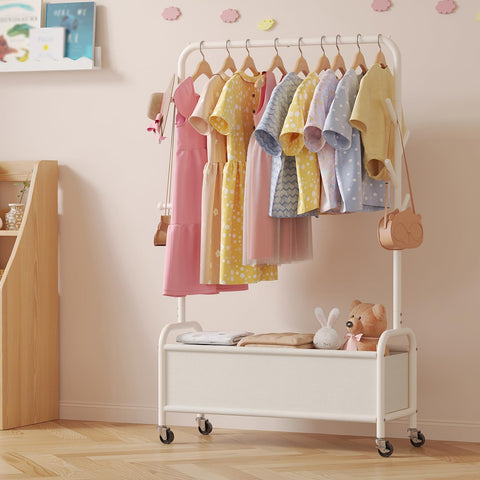 Vriccc neutral-colored rack complements nursery and playroom decor.