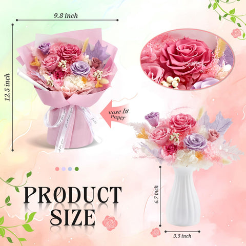 Vryblos handcrafted preserved roses in pink showcase artisan quality.