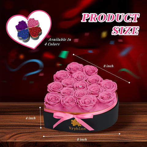 Vryblos pink preserved roses with greeting card for a romantic surprise.