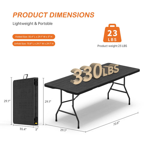 VSOAEIL folding table folded compact for storage and transport.