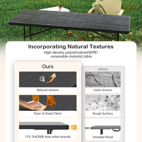 Outdoor setup showing VSOAEIL table at picnic and camping meals.