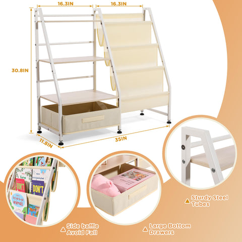 Vsonker Kids Bookshelf toy-organizer with fabric drawers keeps playrooms tidy.