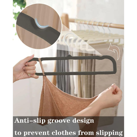 VSV stoage black velvet hangers blend with closet decor