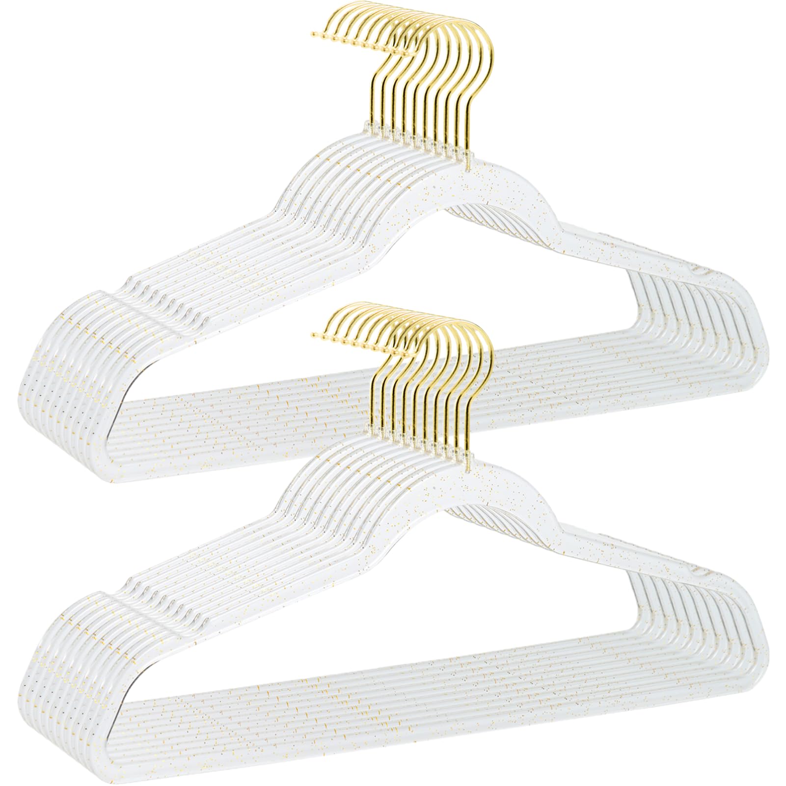 VSV Storage clear 16-inch hangers offer a slim profile to maximize closet space.