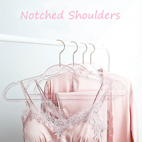 VSV Storage notched shoulders keep gowns and tops in place.