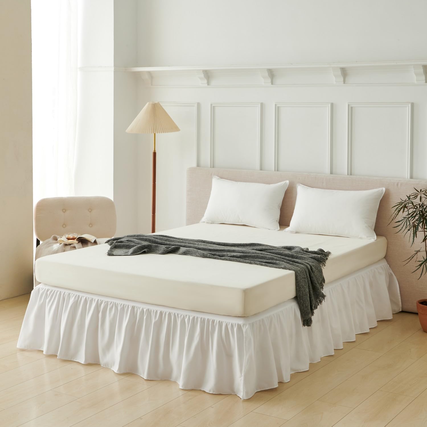 VTNXUN microfiber bed skirt is machine washable for easy care