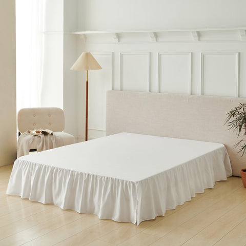 VTNXUN queen bed skirt with ruffled split corners for a neat under-bed look