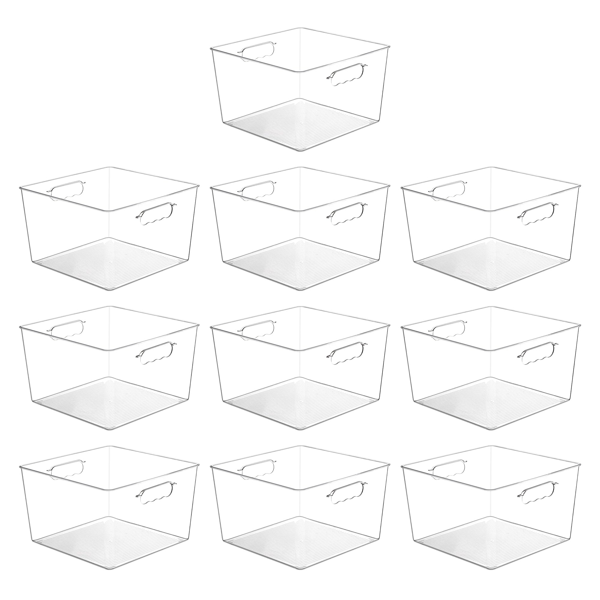 Vtopmart 10-pack clear storage bins for pantry organization.