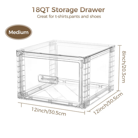 Vtopmart 18QT clear drawer side view highlighting stackable design