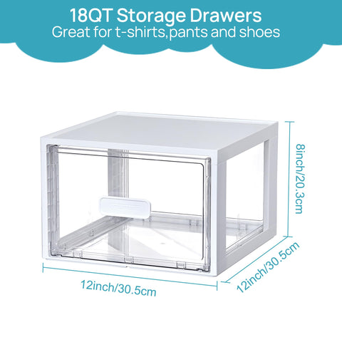 Vtopmart 18QT white stackable drawers clear view keeps contents visible daily.