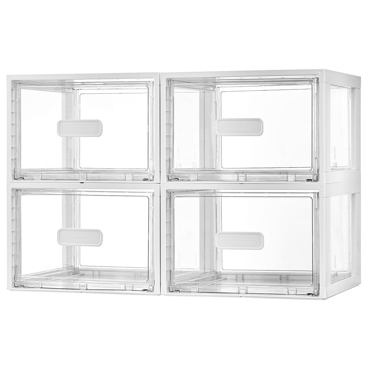 Vtopmart 18QT white stackable drawers front view for organized closet space.
