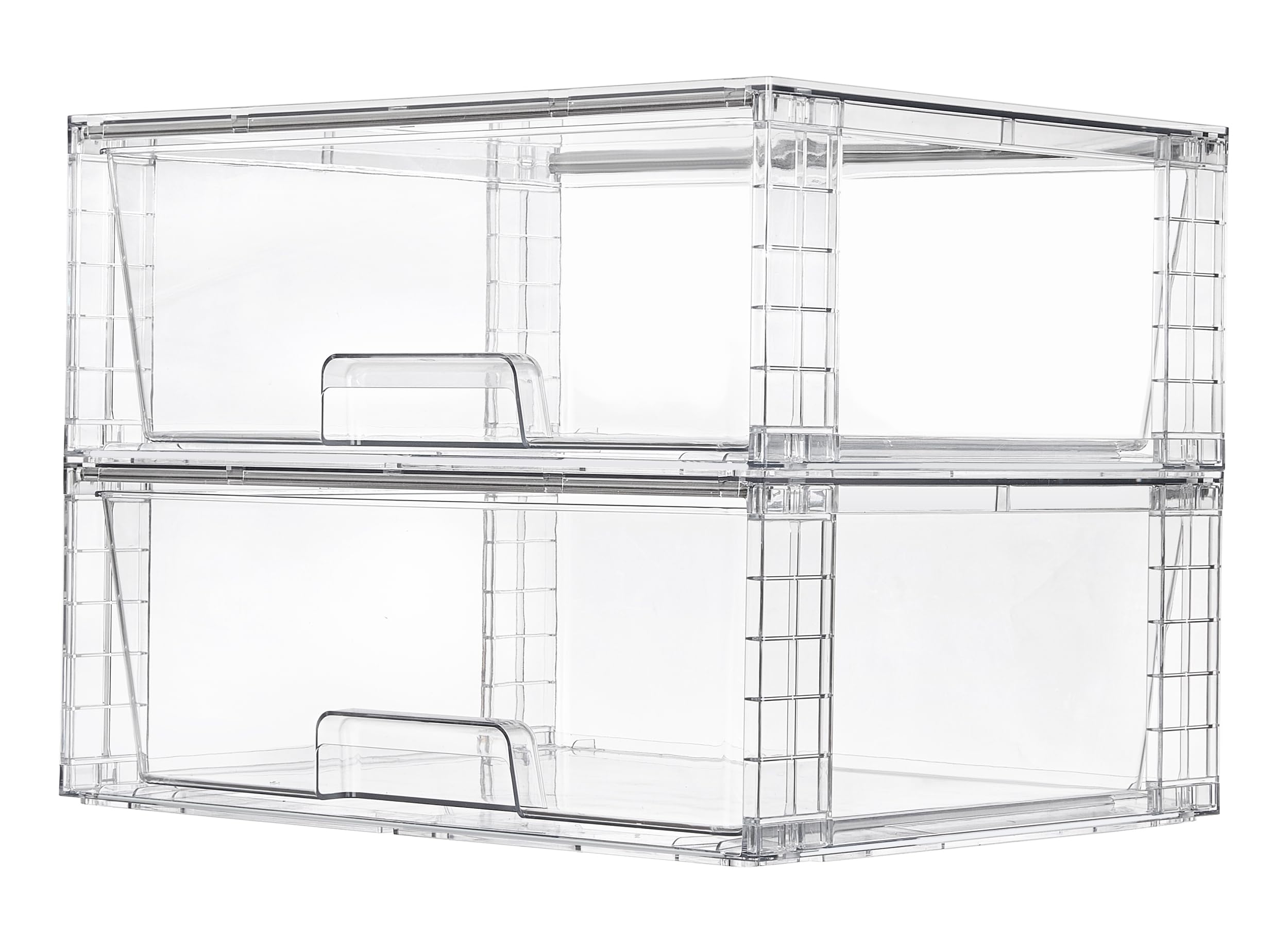 Vtopmart 2-pack large stackable drawers front view for bathroom organization