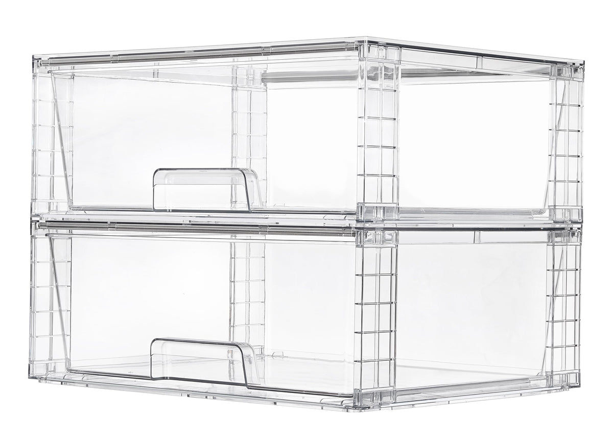 Vtopmart 2-pack large stackable drawers front view for bathroom organization