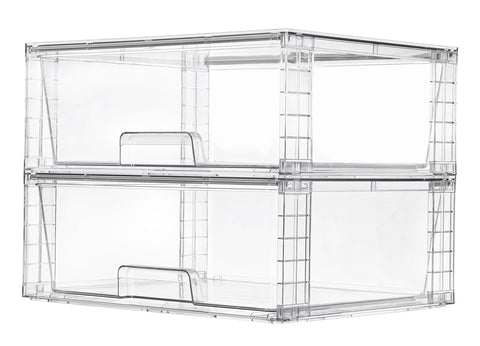 Vtopmart 2-pack large stackable drawers front view for bathroom organization