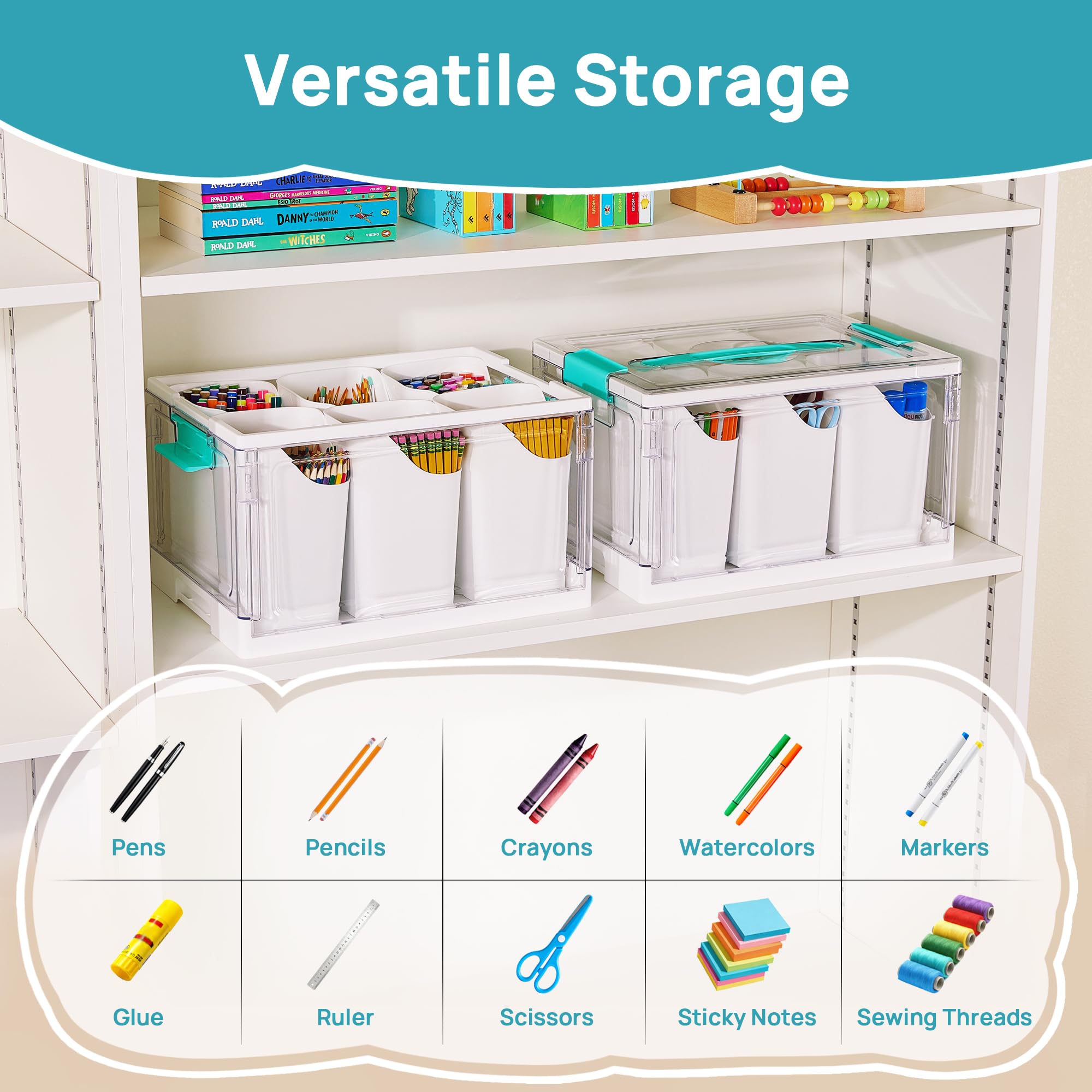 Vtopmart 24-quart capacity with broad interior for tools and crafts.