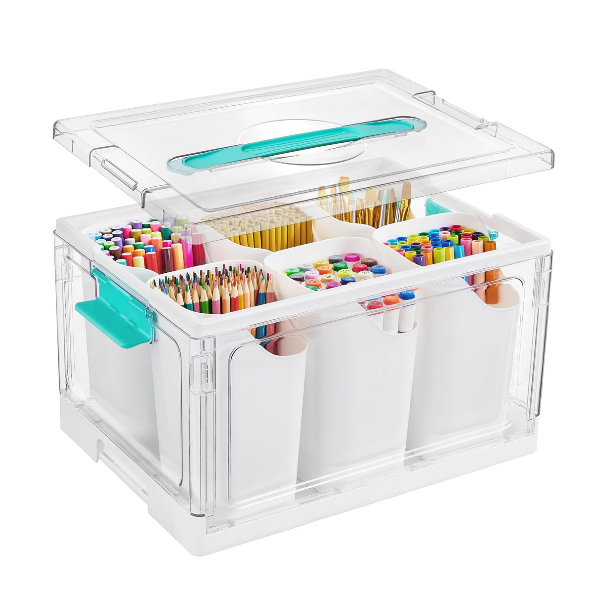 Vtopmart 24qt clear organizer front view highlighting easy access and large storage.