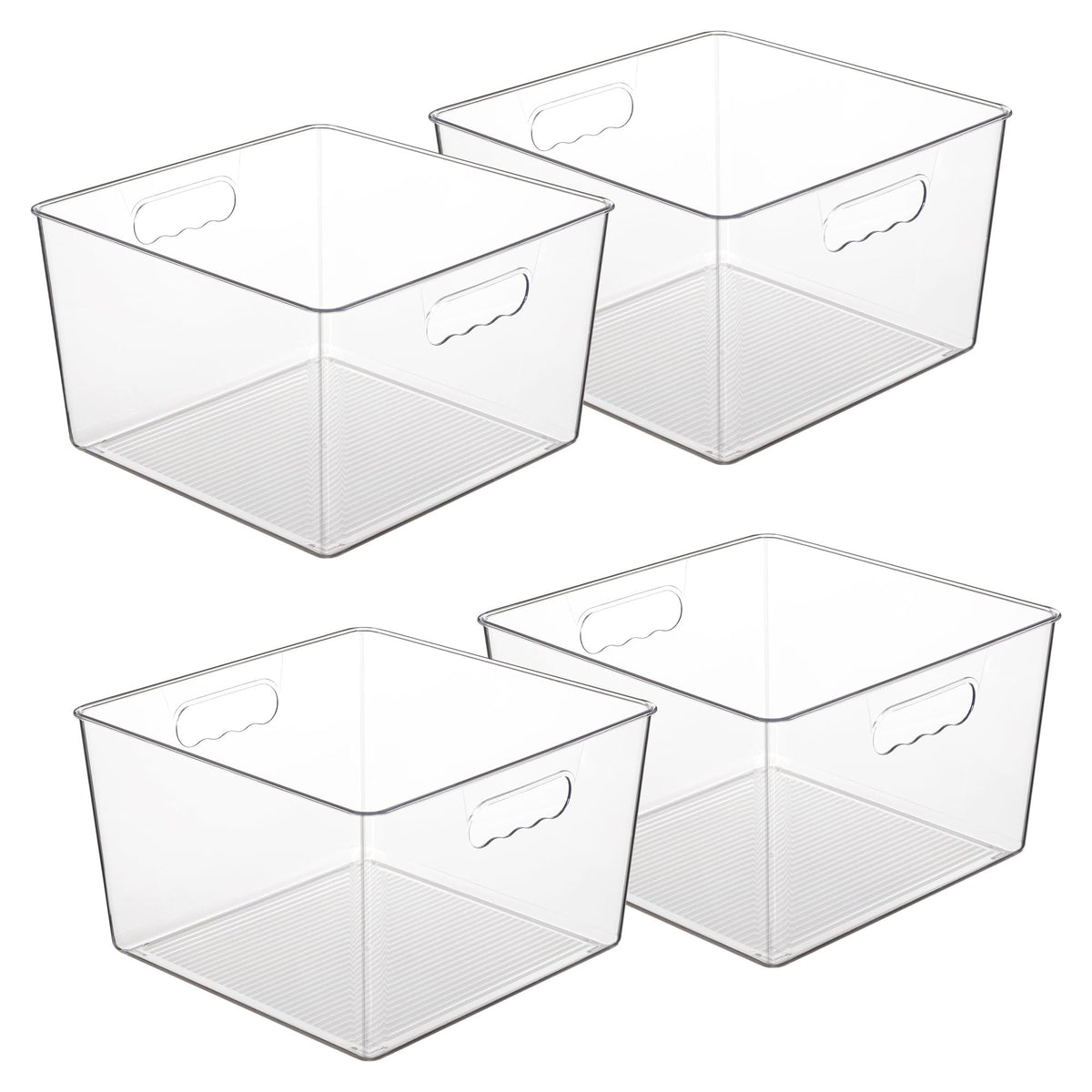Vtopmart 4-pack clear storage bins with handles for pantry and closet organization