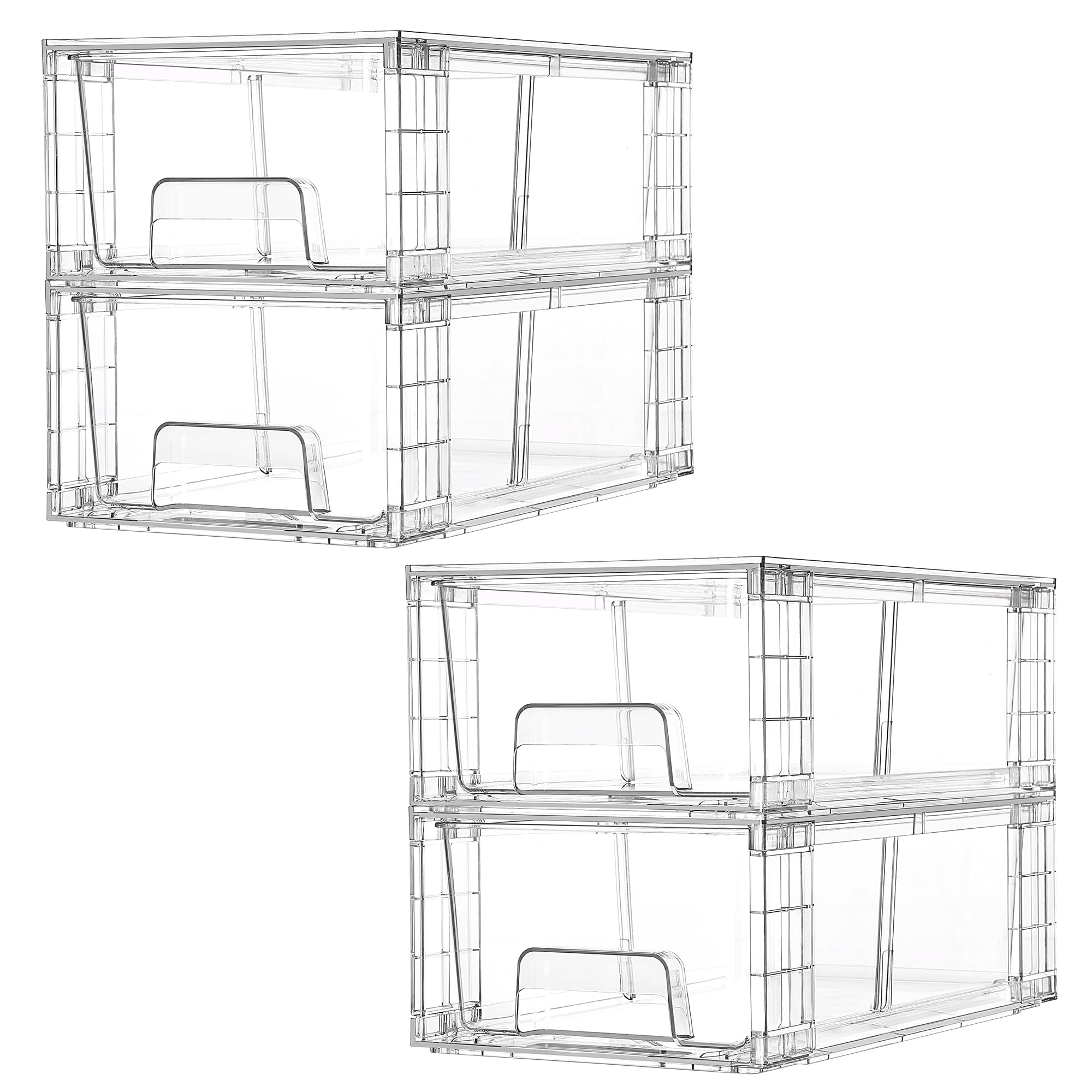 Vtopmart 4-pack stackable drawers front view for fridge and cabinet organization