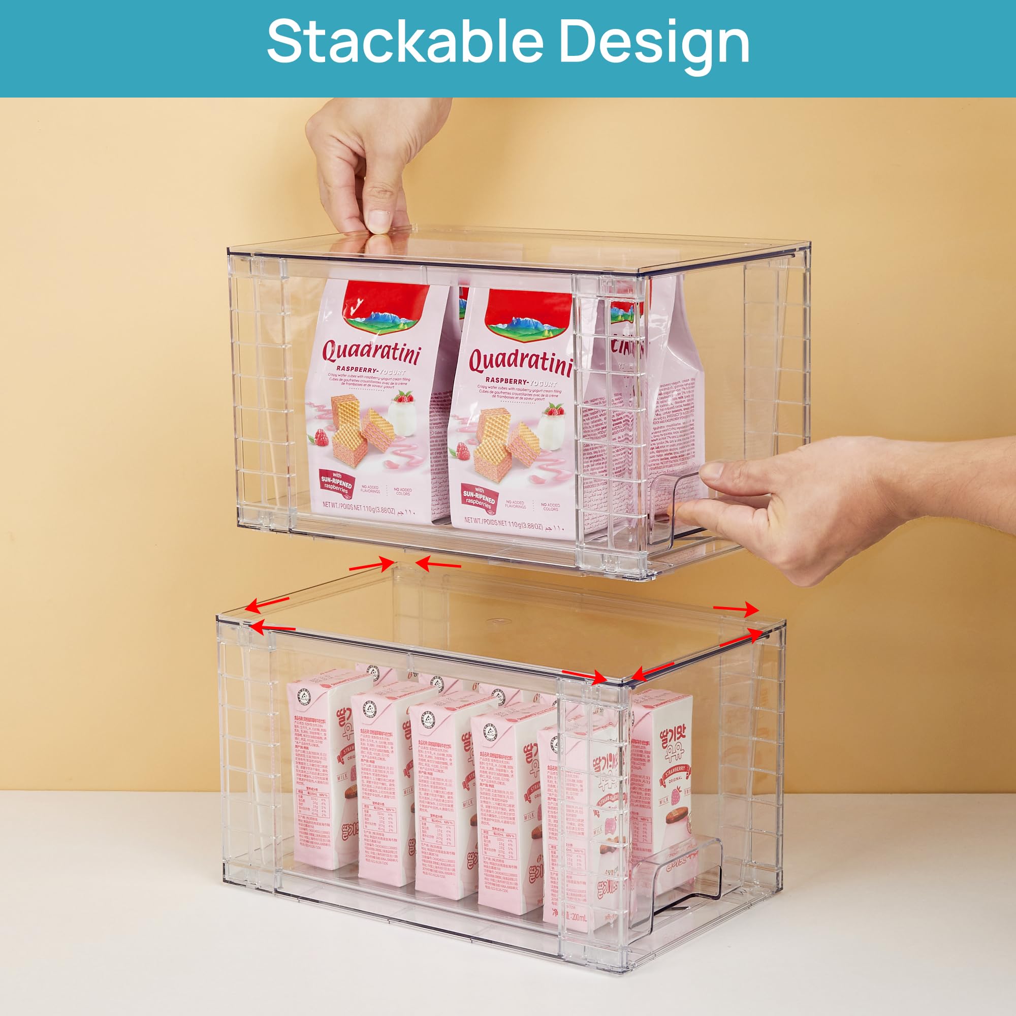 Vtopmart 4Pack drawer with handles allows easy pull-out for snacks and baking.