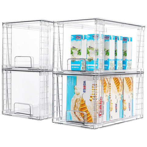 Vtopmart 4Pack stackable drawers in the kitchen pantry provide clear organization and easy accessibility.