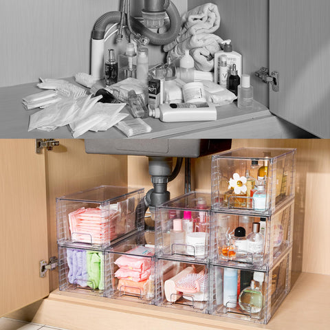 Vtopmart 4Pack helps organize kitchen, bathroom, and office spaces efficiently.