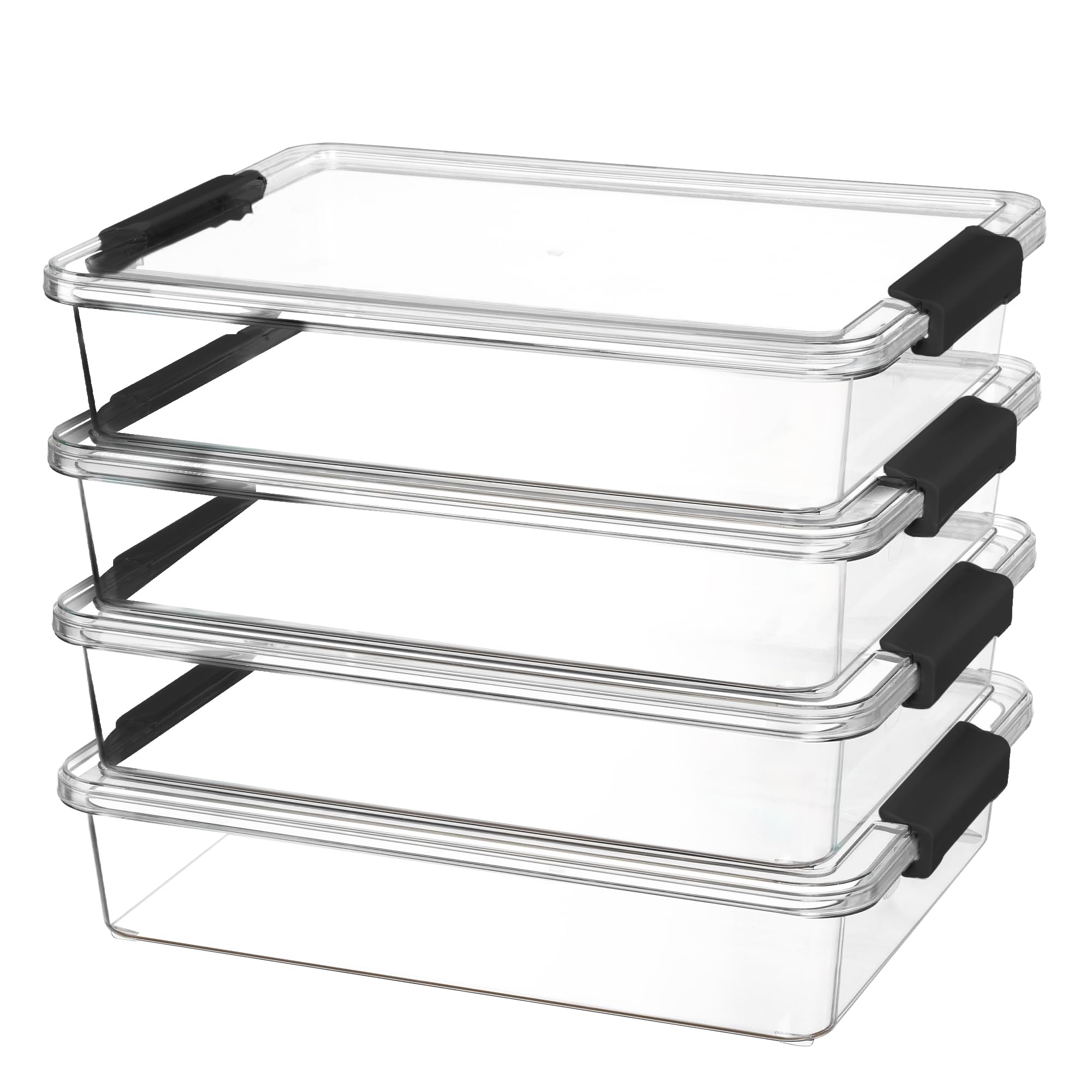 Vtopmart 6 Qt storage bin with lid showing secure snap lock for safe containment