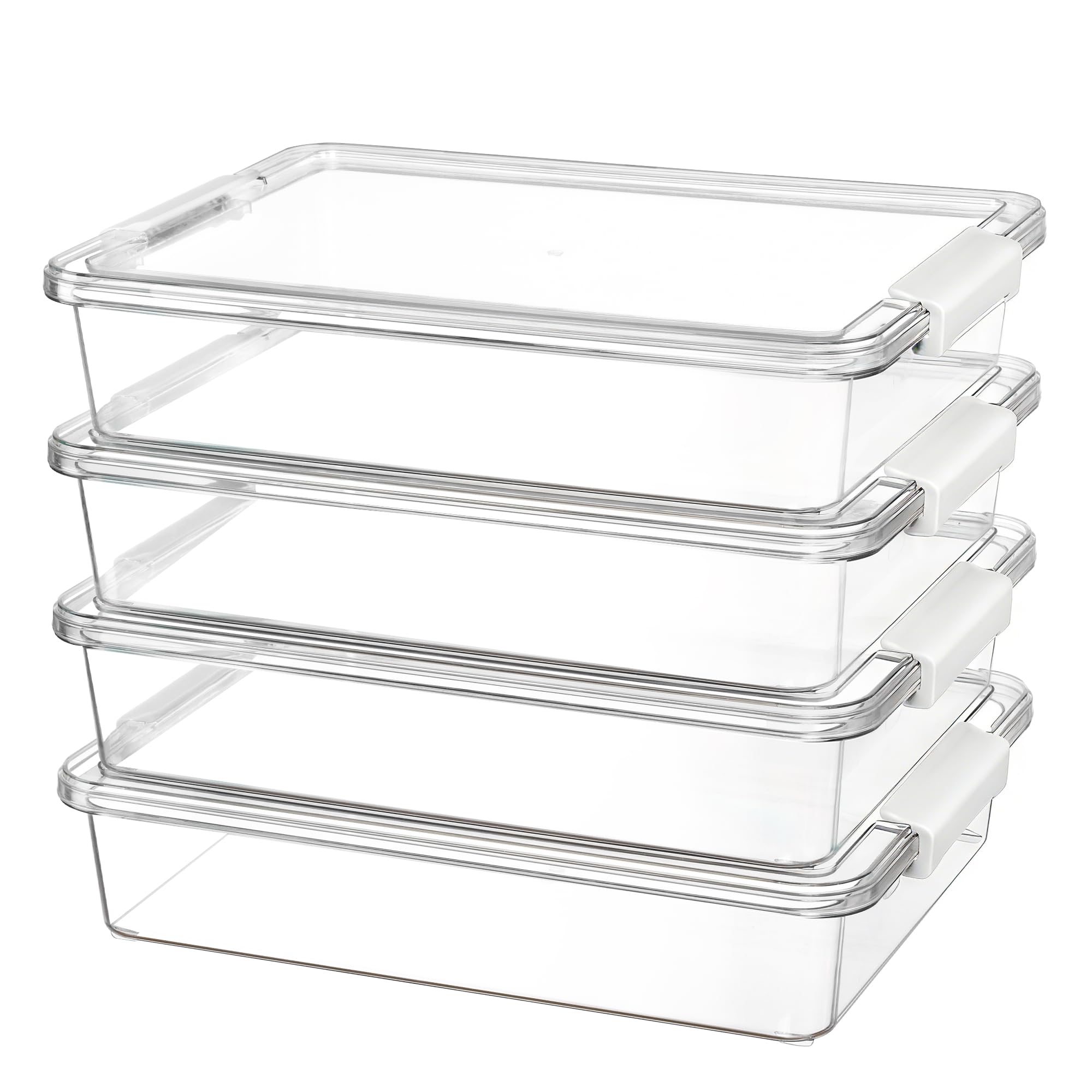 Vtopmart 6 Qt storage bins with lids provide clear visibility for quick retrieval.