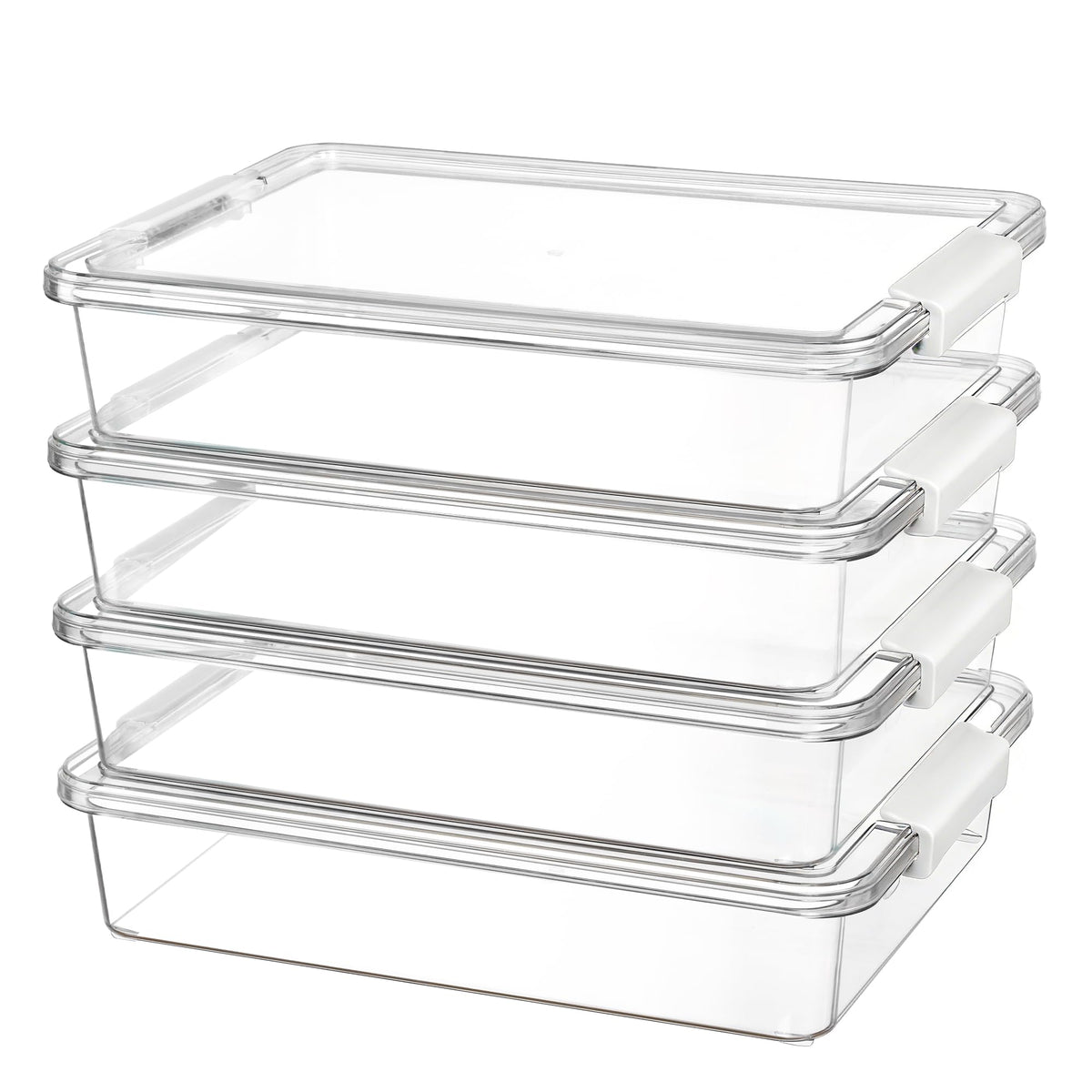 Vtopmart 6 Qt storage bins with lids provide clear visibility for quick retrieval.