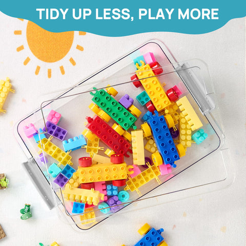 Vtopmart 6 Qt storage bin with lid shown in a tidy drawer.