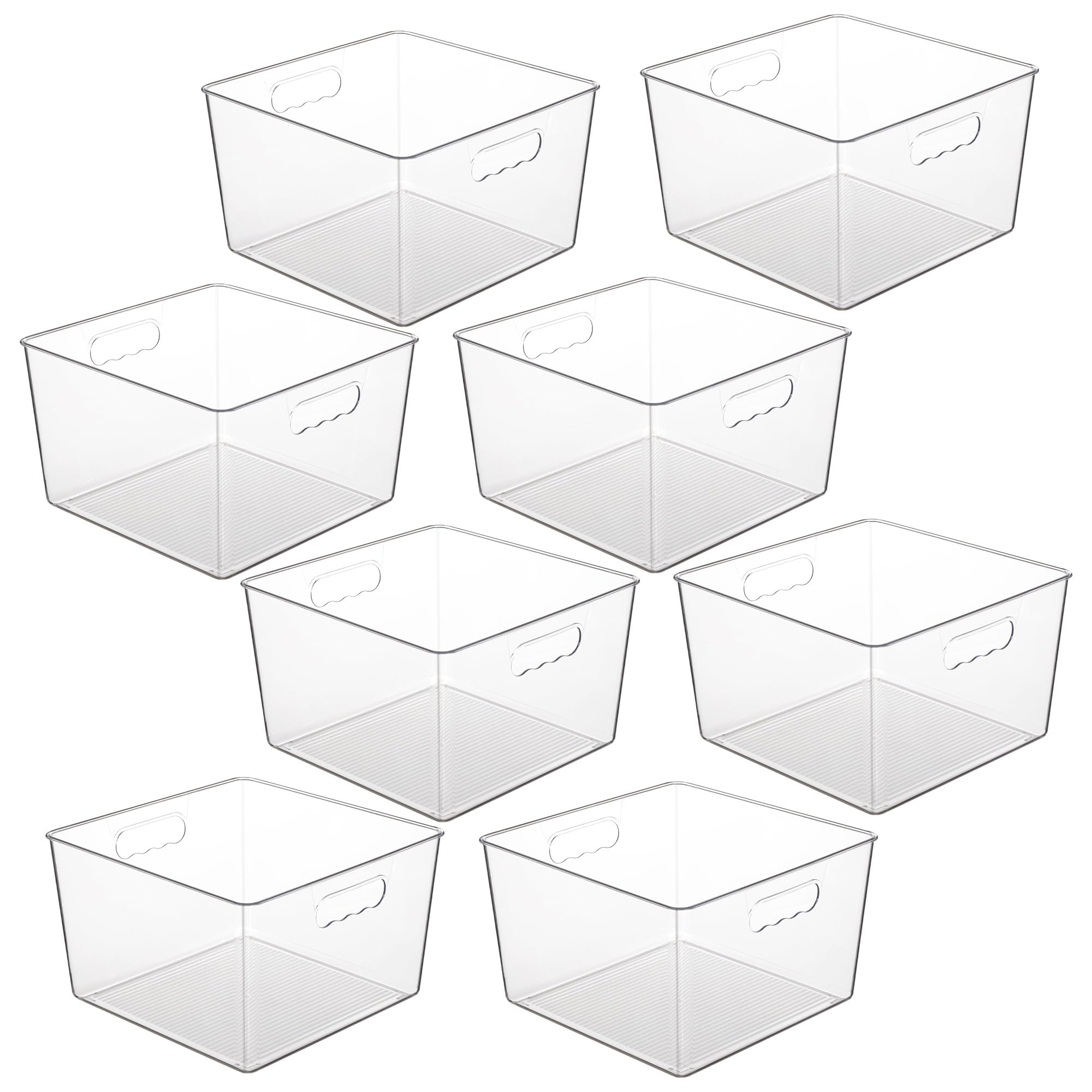 Vtopmart 8-pack extra-large clear storage bins front view for pantry organization