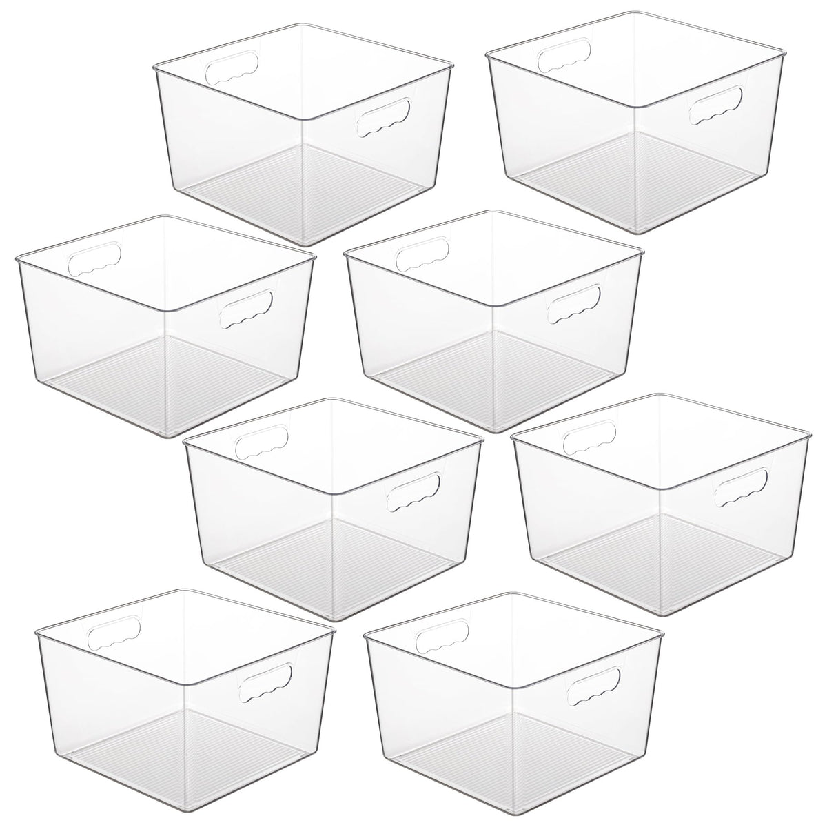Vtopmart 8-pack extra-large clear storage bins front view for pantry organization