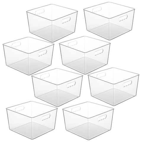 Vtopmart 8-pack extra-large clear storage bins front view for pantry organization