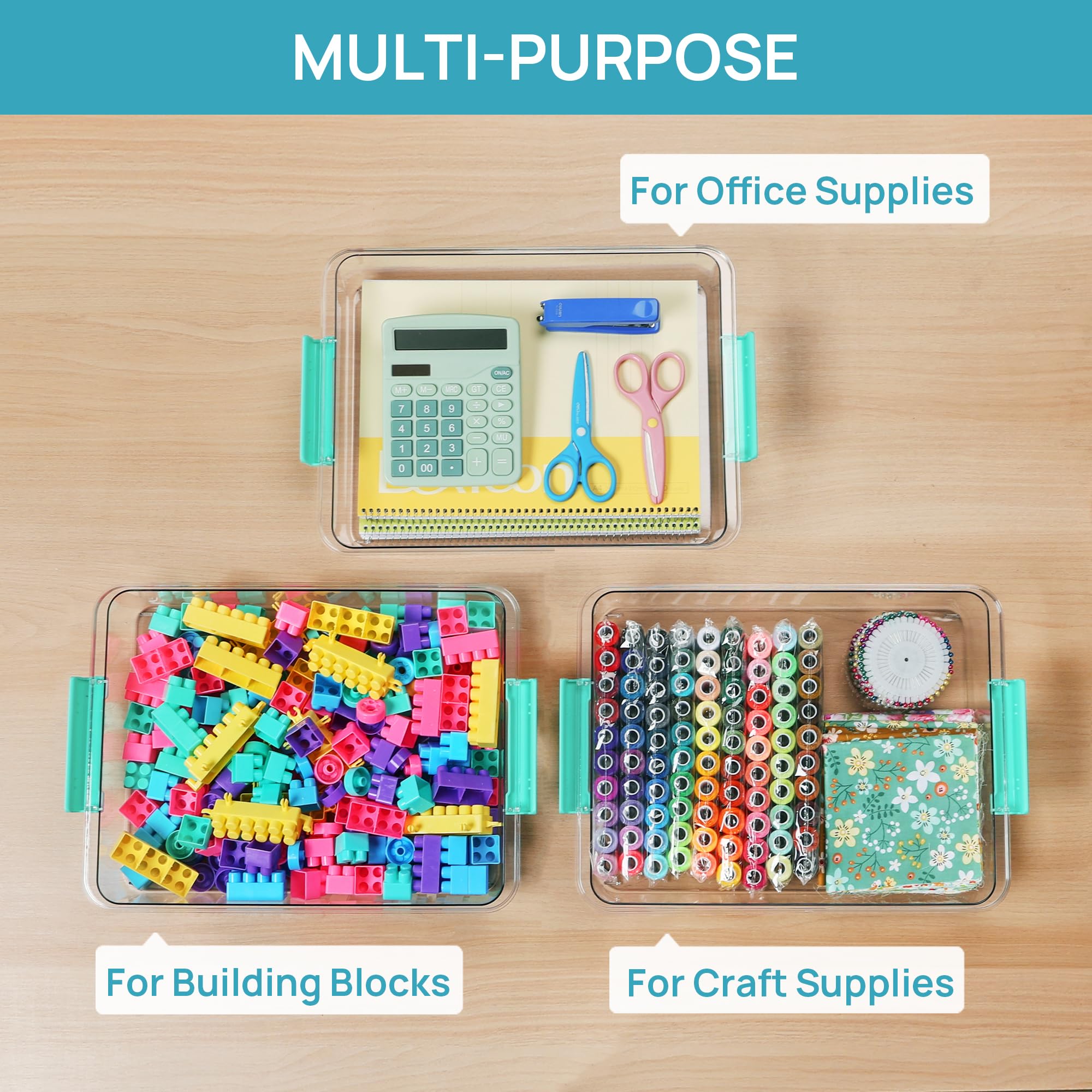 Vtopmart art and craft storage bin protects supplies while staying accessible.
