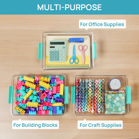 Vtopmart art and craft storage bin protects supplies while staying accessible.
