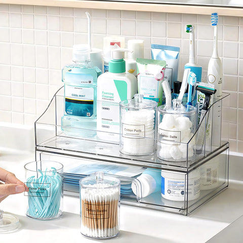 Vtopmart divided-tray keeps vanity items neatly separated and accessible