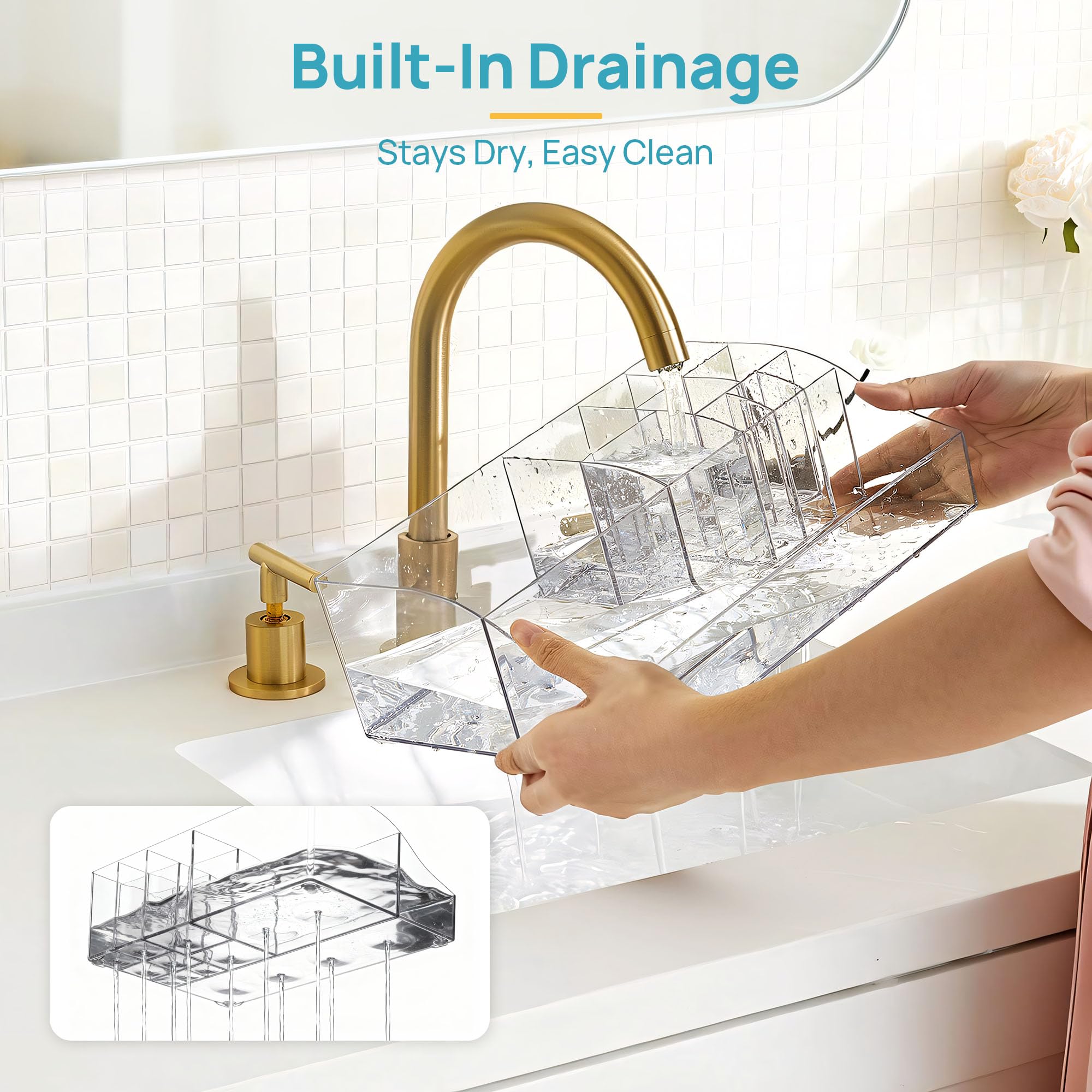 Vtopmart drainage-holes prevent water pooling for a dry, hygienic surface
