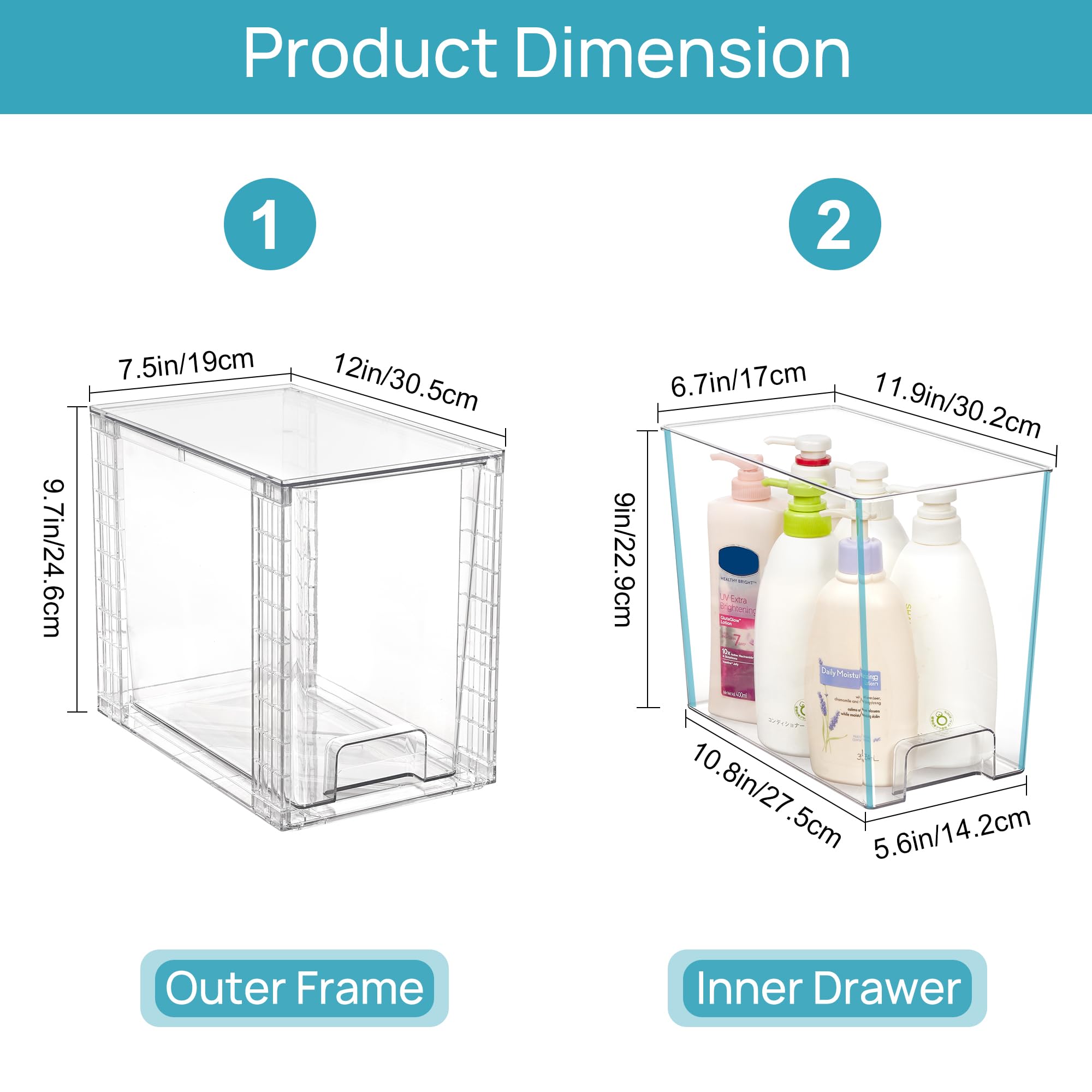 Vtopmart BPA-free clear plastic drawers for durable organization.