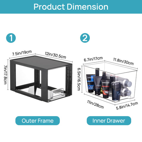 Vtopmart clear acrylic drawer organizers offer quick visibility of contents.
